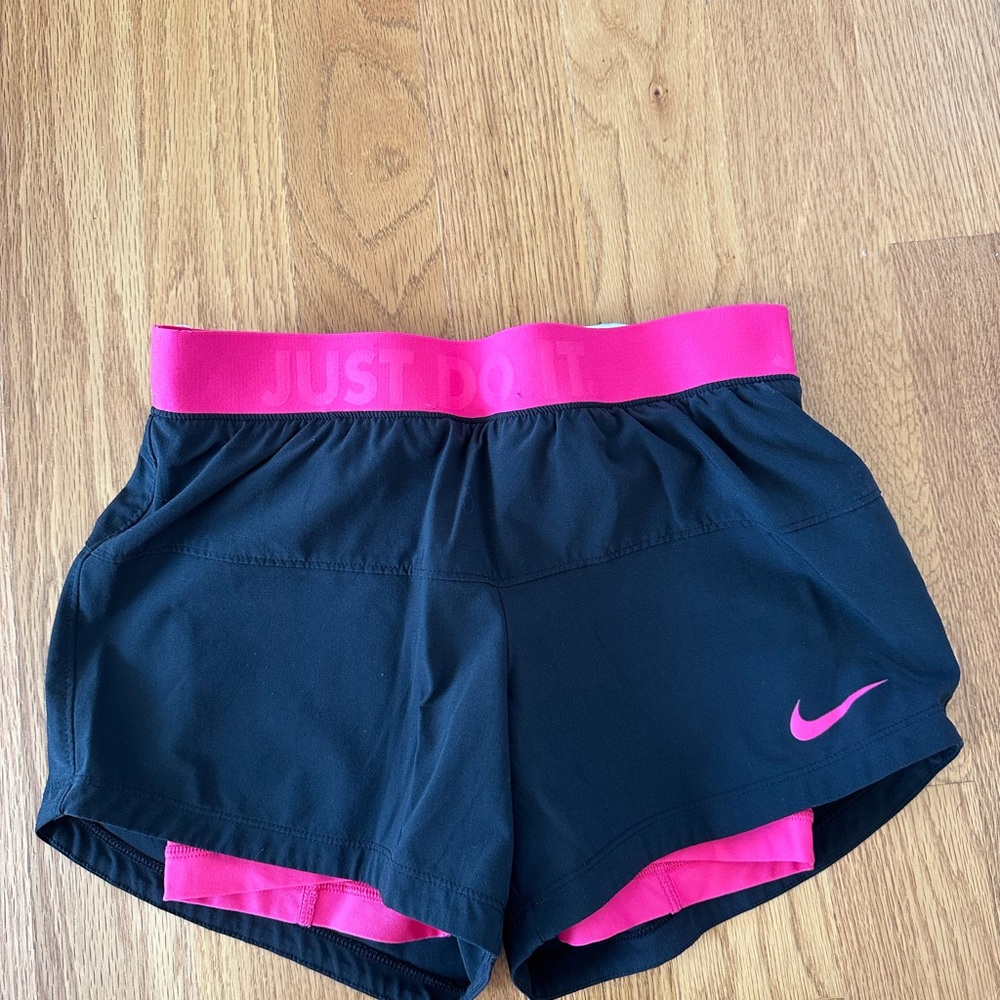 Nike Black and Pink Athletic Shorts Lightweight Design